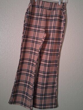 High-Waisted Plaid Flare Pants